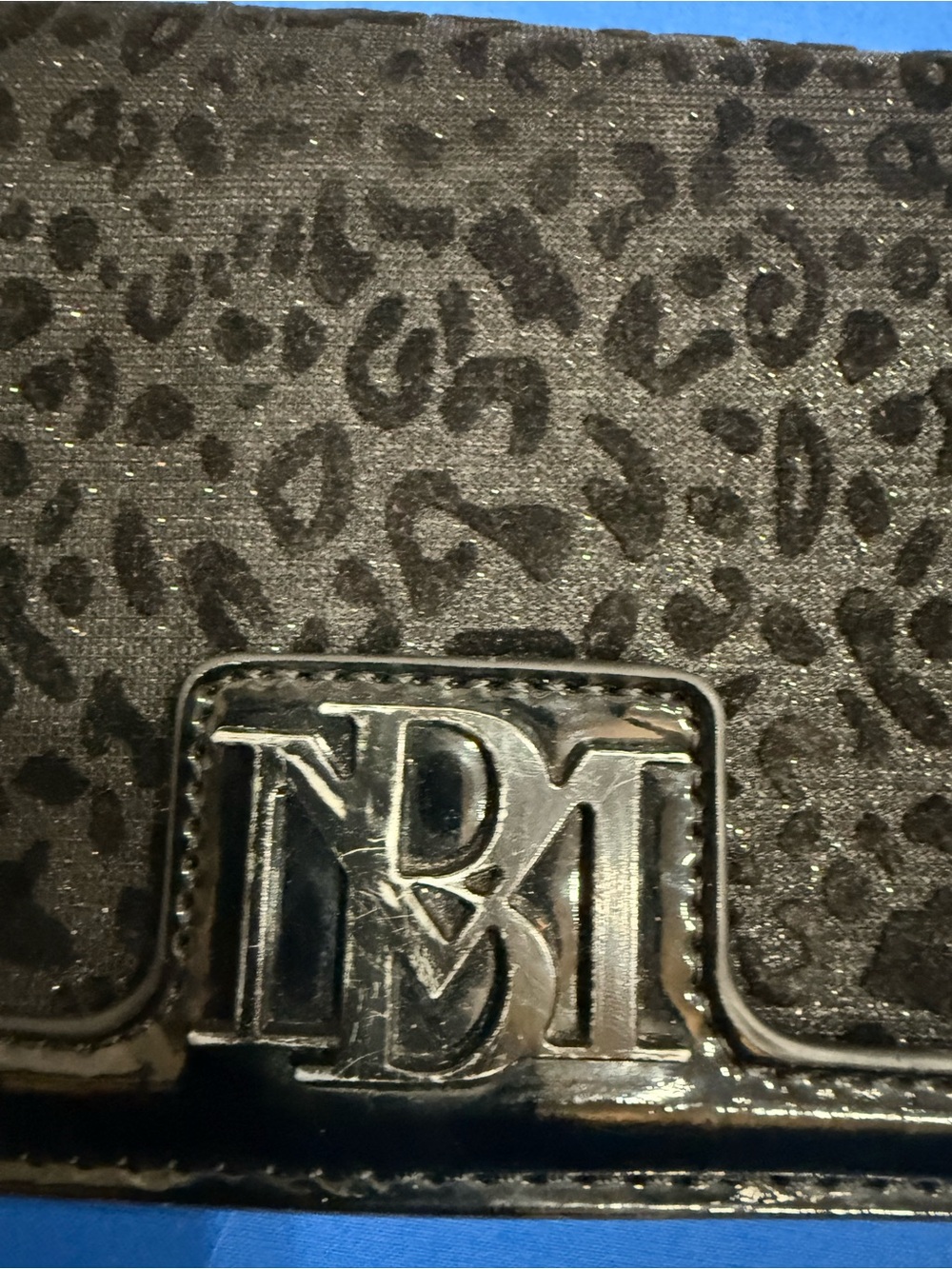 Party Evening Black Cheetah  Wallet Clutch Badgley Mishka with Glossy Logo